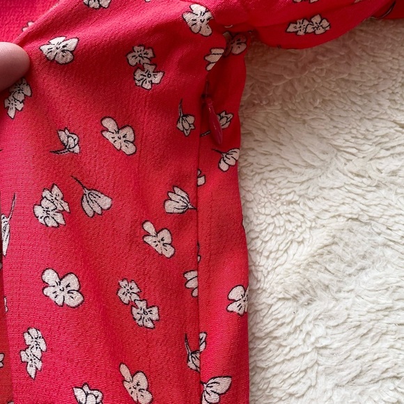 Bridgerton Sanctuary Cilia red floral square neckline smocked puff sleeves - Picture 11 of 13